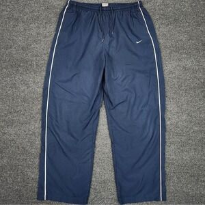 Nike Mens XL Y2k 2000s Baggy Blue Track Stripe Sweat Pants Swoosh